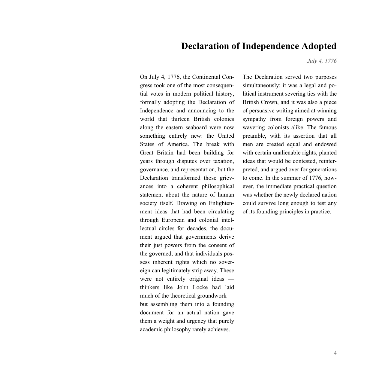 Original text page for the Declaration of Independence. Use the readable transcript below if needed.